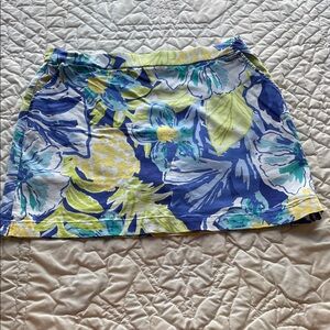 Floral Blue and Yellow Women's Skort with Blue Shortie